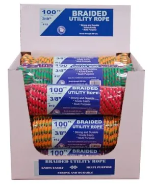 T.w Evans Cordage 15 Piece 3/8"-100' Braided Utility Rope Display