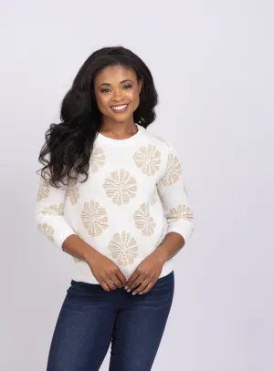 Tyler Boe Floral Jacquard Sweater in Sandstone