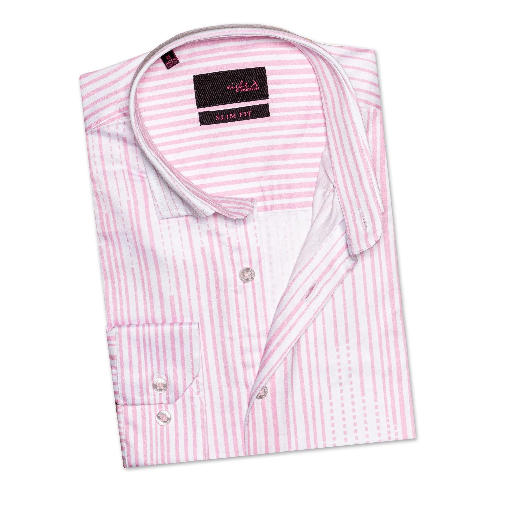 Types Of Stripes Button Down Shirt - Pink