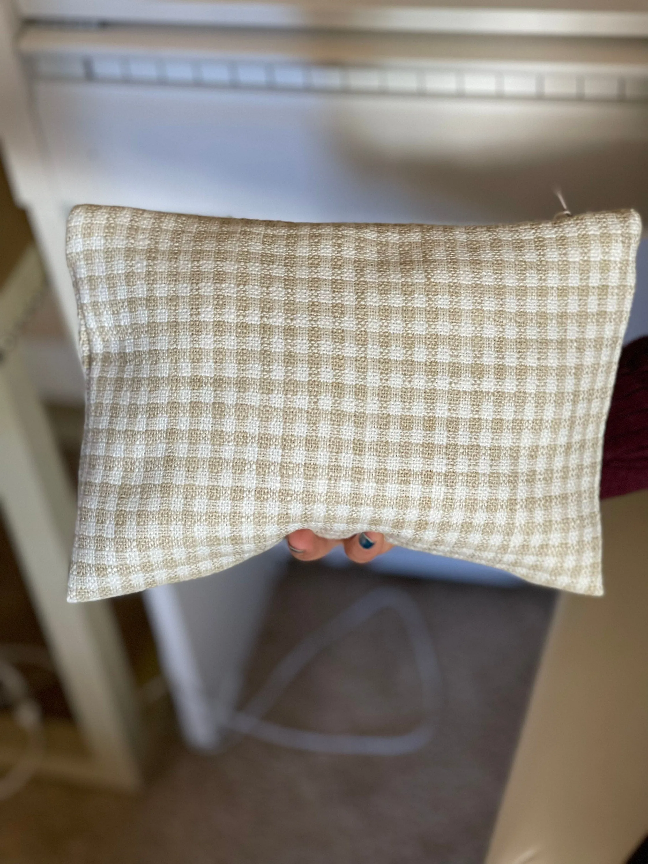 Unique Boho Make Up Bag, Linen Toiletry Bag, Beige and White Cosmetic Bag, Unique Gift Women. Bridesmaid Gift, Zipper Pouch