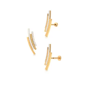 Unique Moissanite Curved Cartilage Earring
