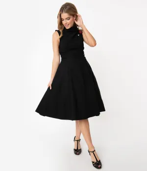 Unique Vintage 1950s Black Eliza Swing Dress