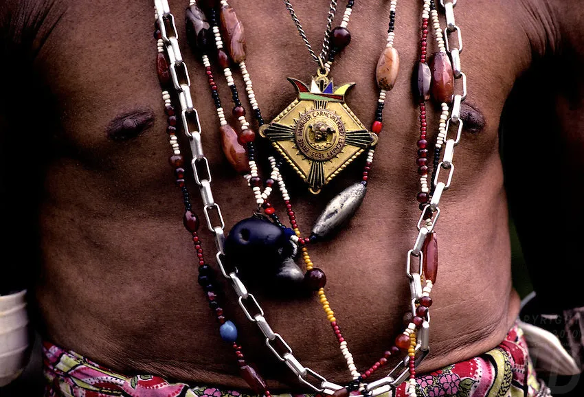 Unique Vintage Hand crafted Ethnic Glass Trade & Metal Beads Necklace with 3 Asian Buffalo Bone Hand Carved Pendants of Protective Ancestor Effigies, Borneo, Indonesia NECK27  1 Flapper Coconut necklace.