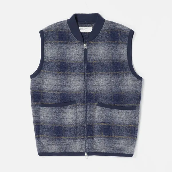 Universal Works Zip Waistcoat - Navy Wool
