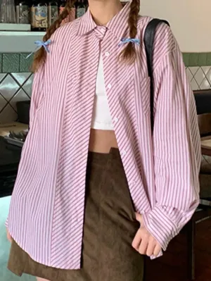 Uniwim ootd Casual Striped Print Long Sleeve Blouse
