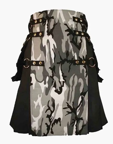 Urban Camo Gothic Utility Kilt in Black