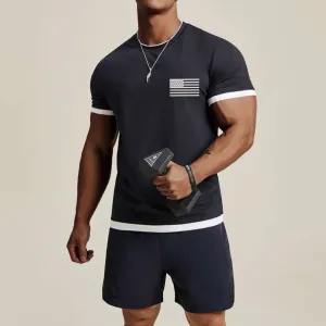 USA FLAG DOUBLE LAYE ACTIVE DRY-FIT MOISTURE WICKING GRAPHIC TEE