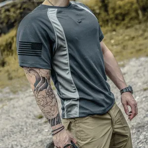 USA FLAG TACTICAL COLOR BLOCK RAGLAN GRAPHIC TEE