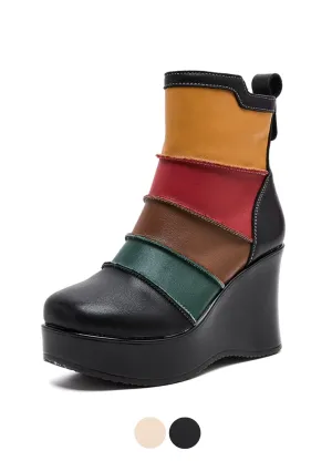 USS Shoes Rachel Women's Mixed Colors Autumn Wedges Boots