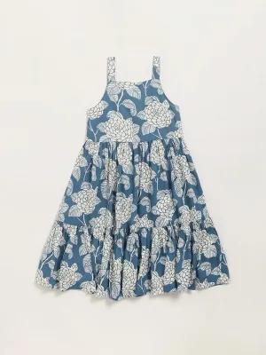 Utsa Kids Blue Floral Strappy Dress (2 - 8yrs)