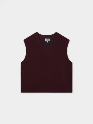 V-Neck Knit Vest-Speckled Burgundy