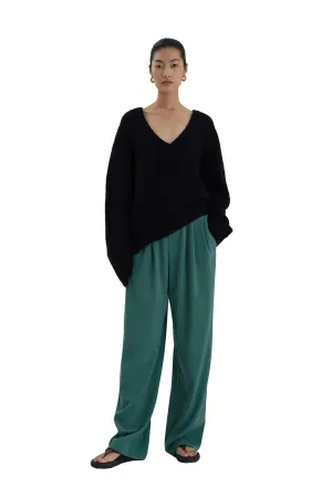 V-neck Wool Cocoon Black Sweater
