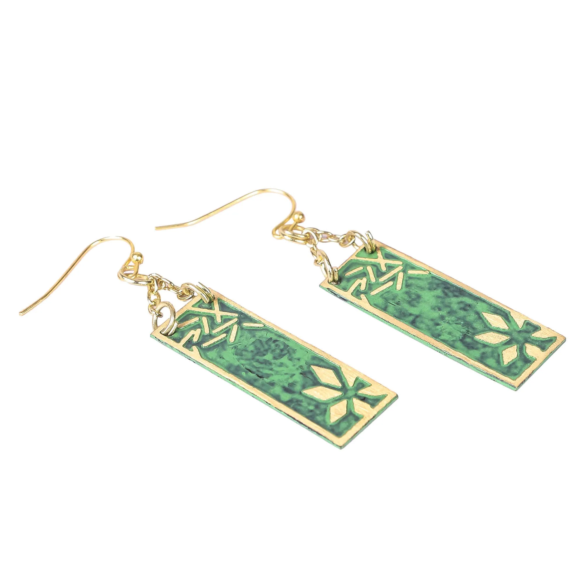 Vaatika rectangle earrings, green