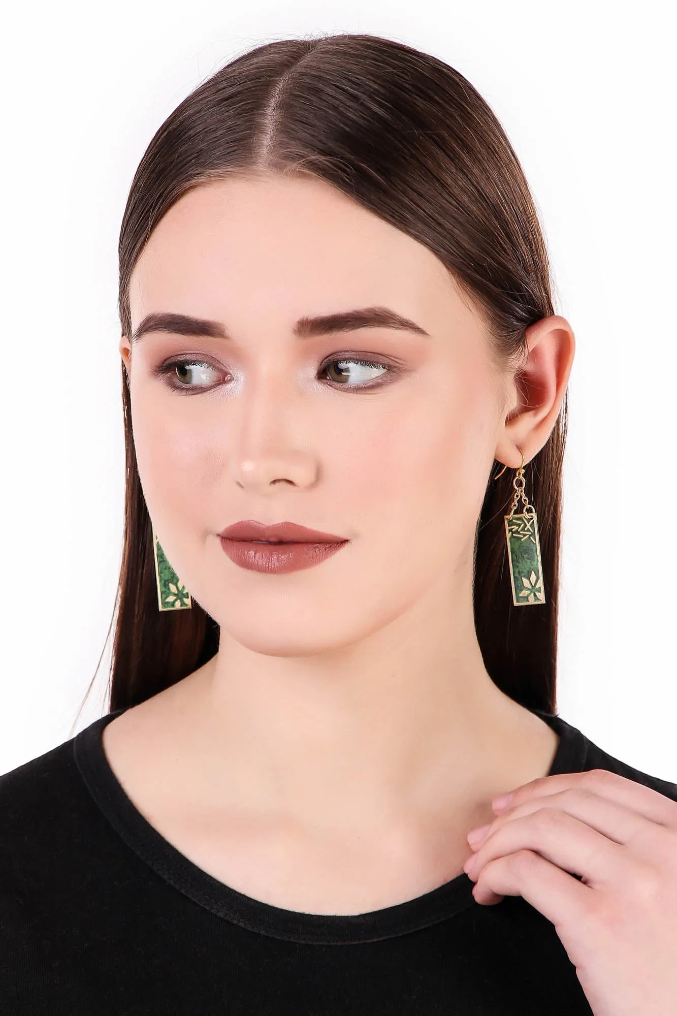 Vaatika rectangle earrings, green