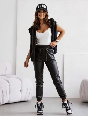 Vegan Leather Joggers