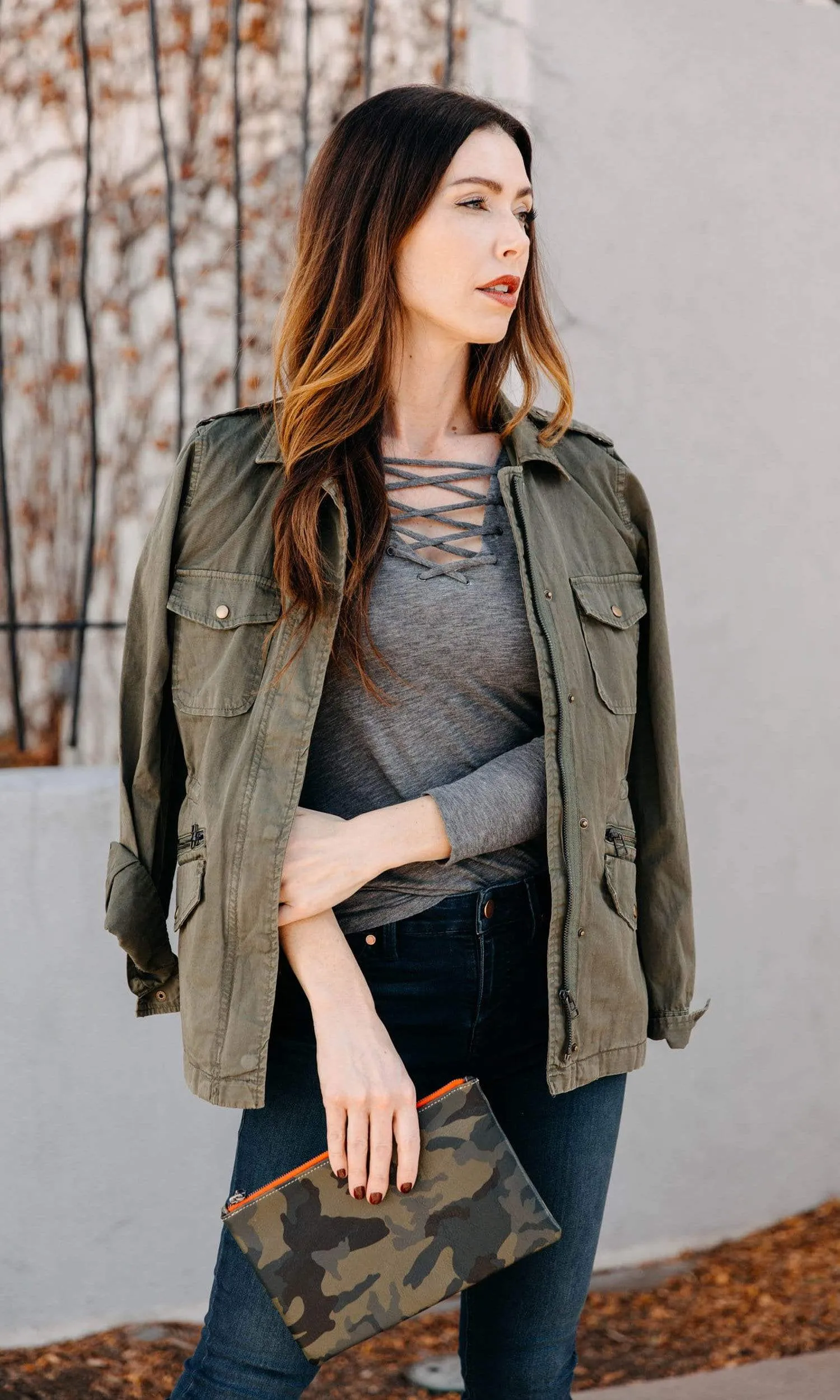 Velvet by Graham & Spencer Joni Gauzy Whisper Lace Up Tee