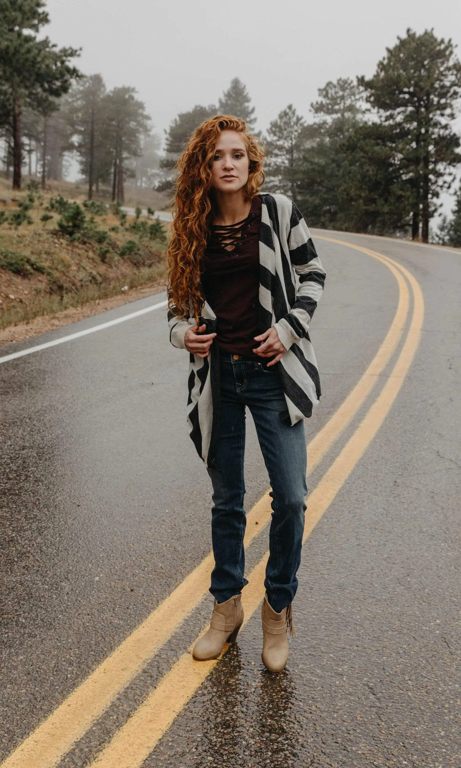 Velvet by Graham & Spencer Joni Gauzy Whisper Lace Up Tee