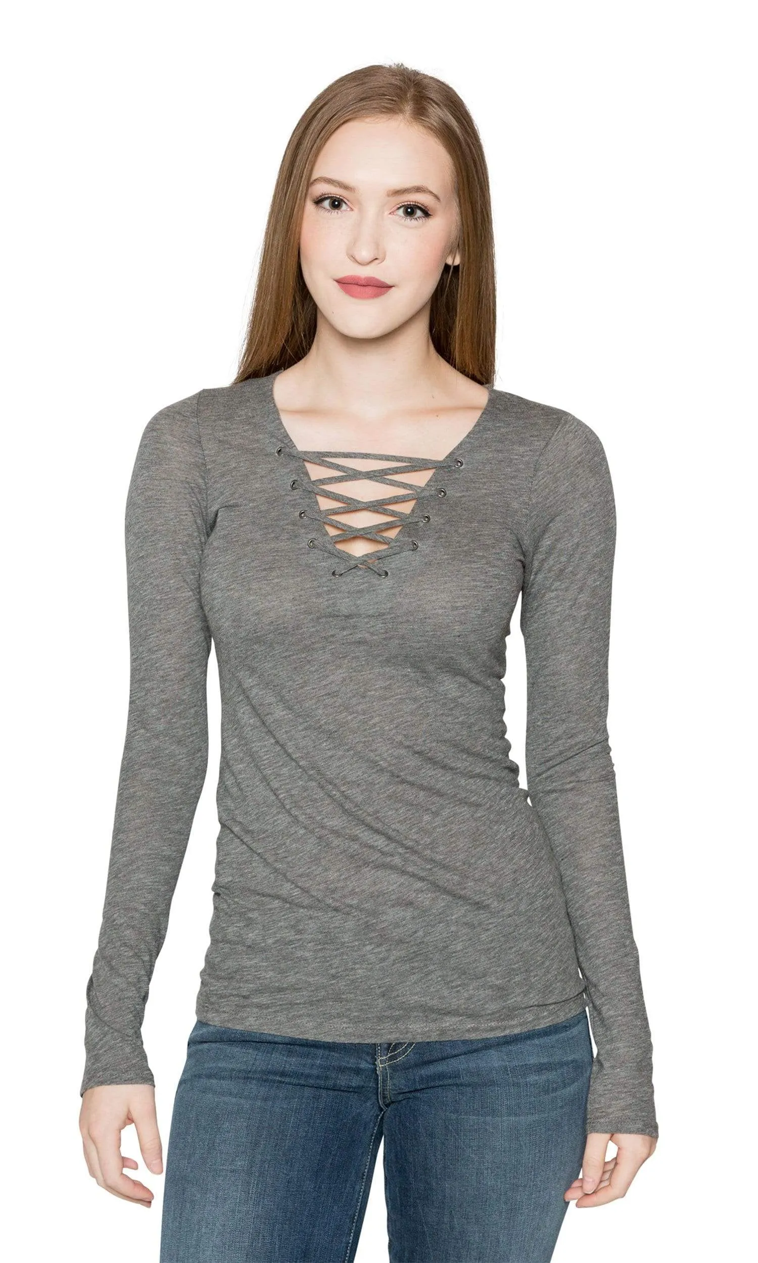 Velvet by Graham & Spencer Joni Gauzy Whisper Lace Up Tee