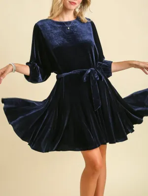 Velvet Flare Dress - Midnight FINAL SALE