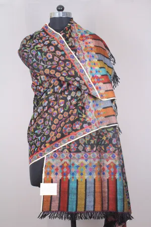 VelvetVogue Black Kani Jamavar Pashmina Shawl