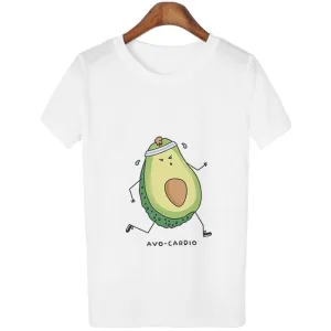 VenusFox Womens Cartoon Avocado Vegan Short Sleeve T-shirt