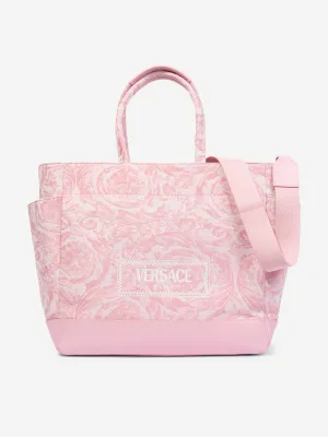 Versace Baby Girls Barocco Logo Changing Bag in Pink