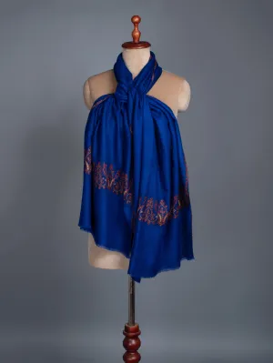 Vibrant Blue Palla Embroidered Cashmere Scarf