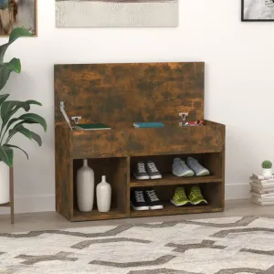 vidaXL Shoe Bench Smoked Oak 80x30x45 cm Engineered Wood