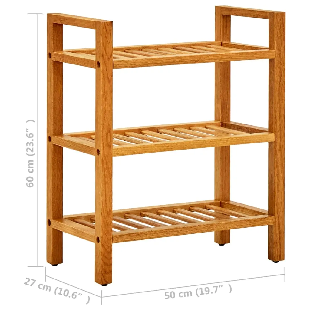 vidaXL Shoe Rack with 3 Shelves 50x27x60 cm Solid Oak Wood