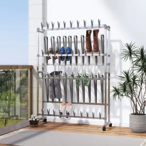 vidaXL Shoe Rack with Wheels Silver 89x27x120 cm