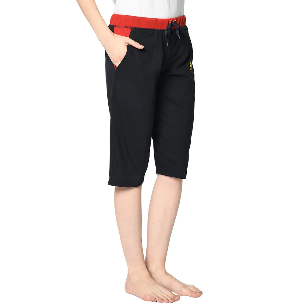 Vimal Jonney Blue 3/4th Capri For Women's