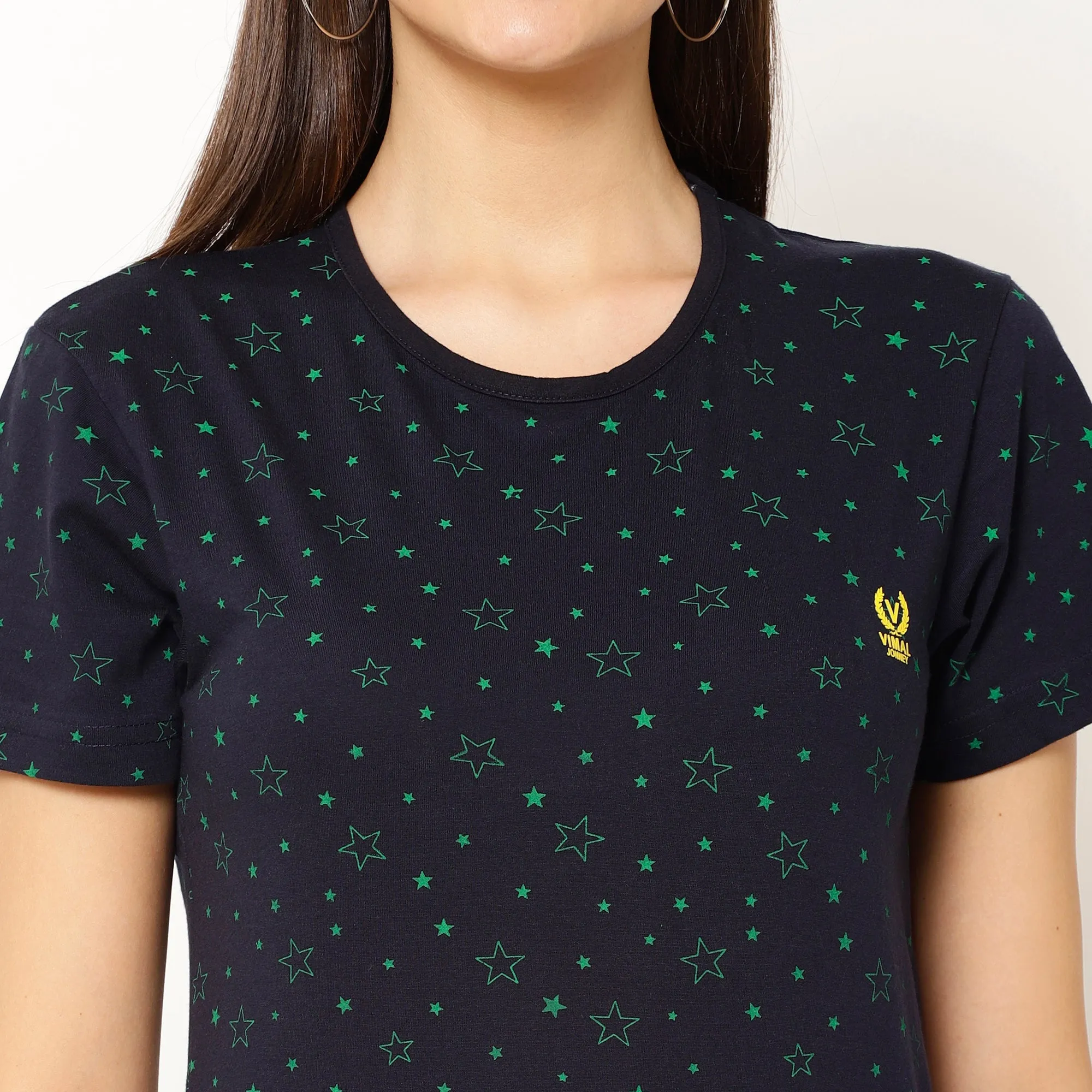 Vimal Jonney Dark Blue Color T-shirt For Women