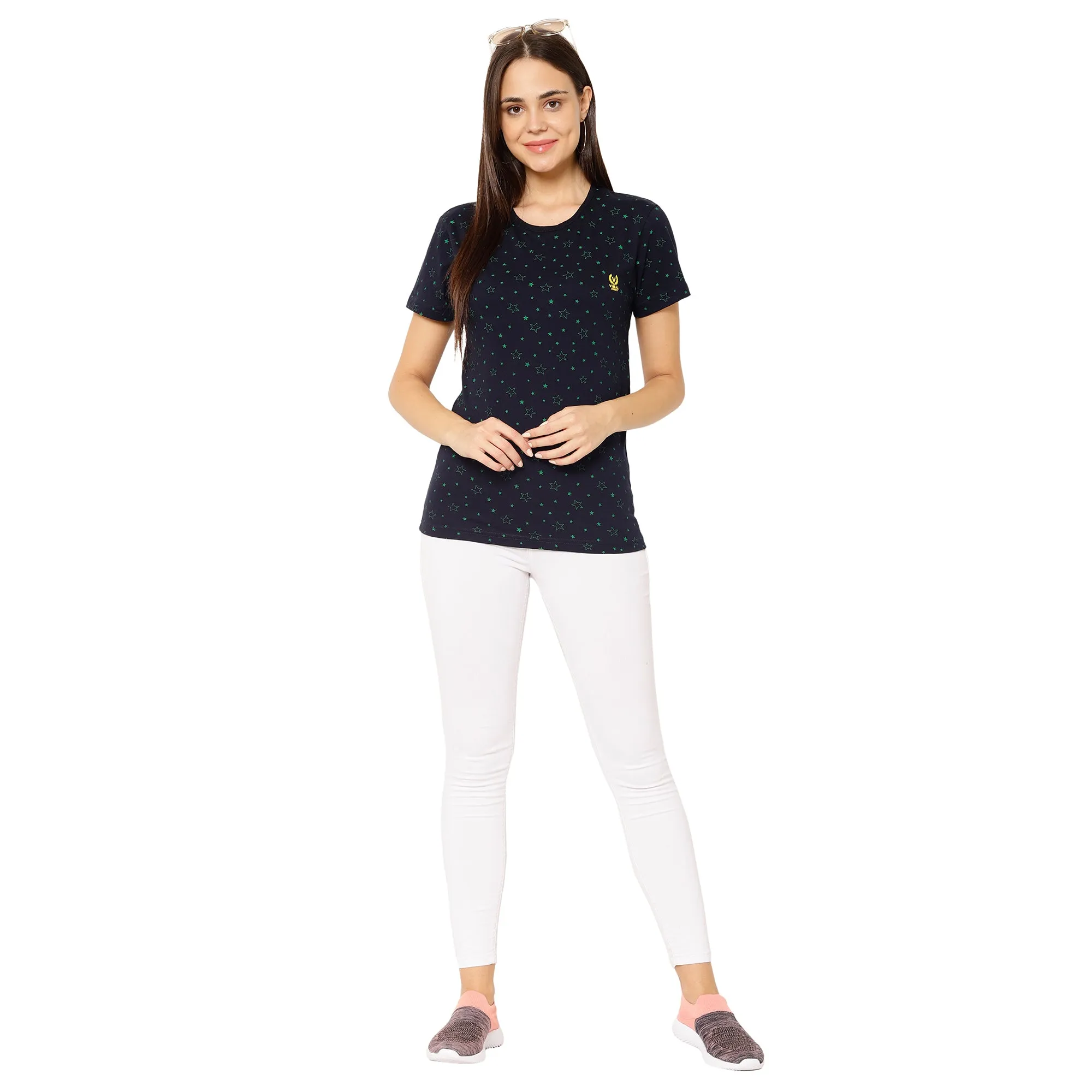 Vimal Jonney Dark Blue Color T-shirt For Women