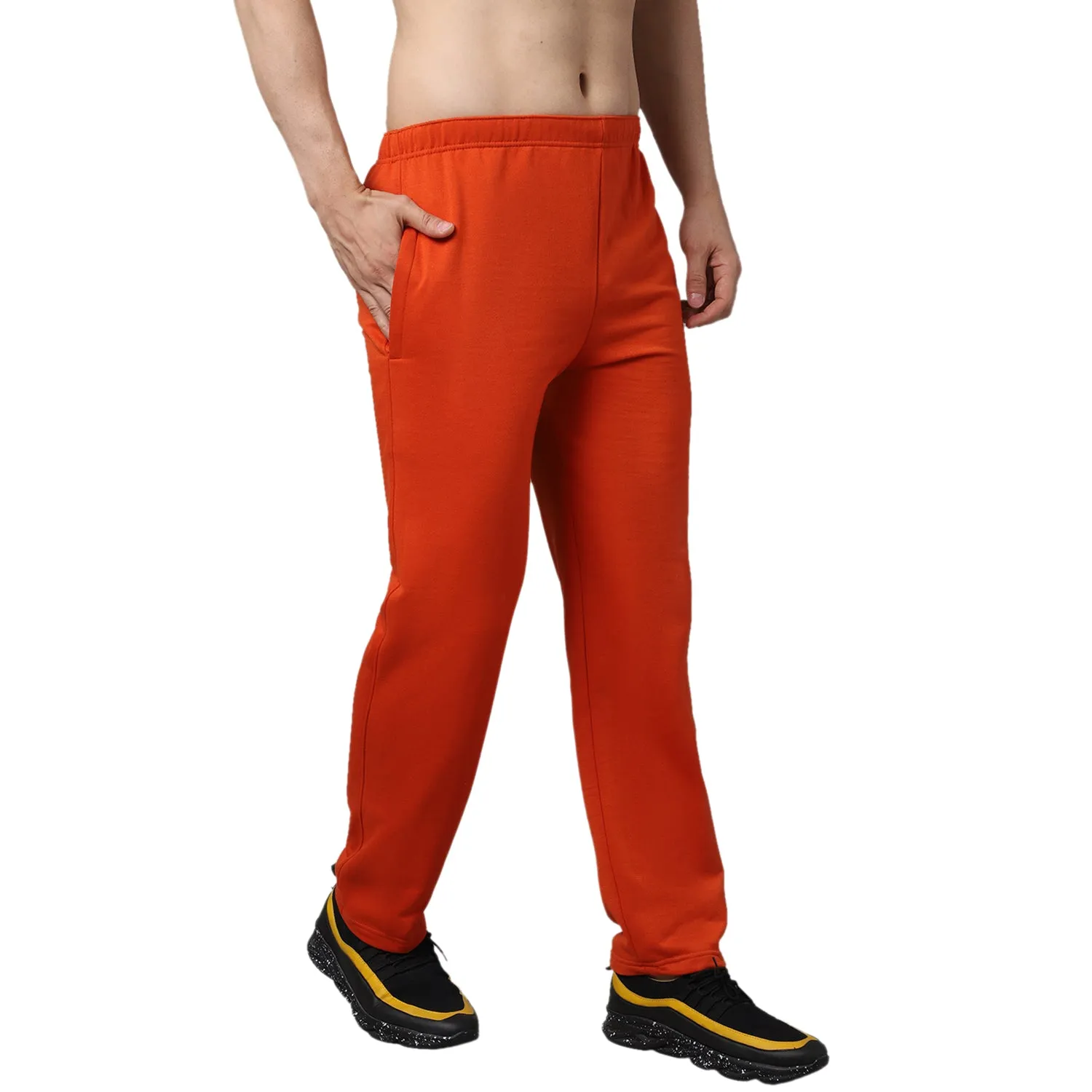 Vimal Jonney Fleece Regular-Fit Rust Cotton Trackpant for Men