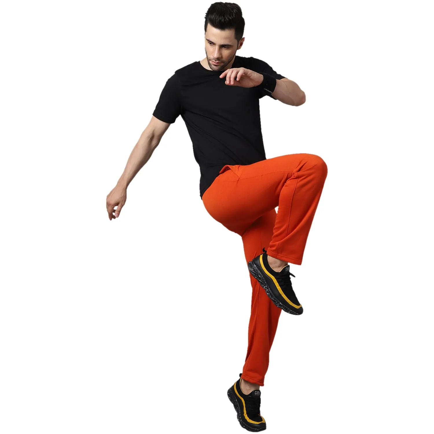 Vimal Jonney Fleece Regular-Fit Rust Cotton Trackpant for Men