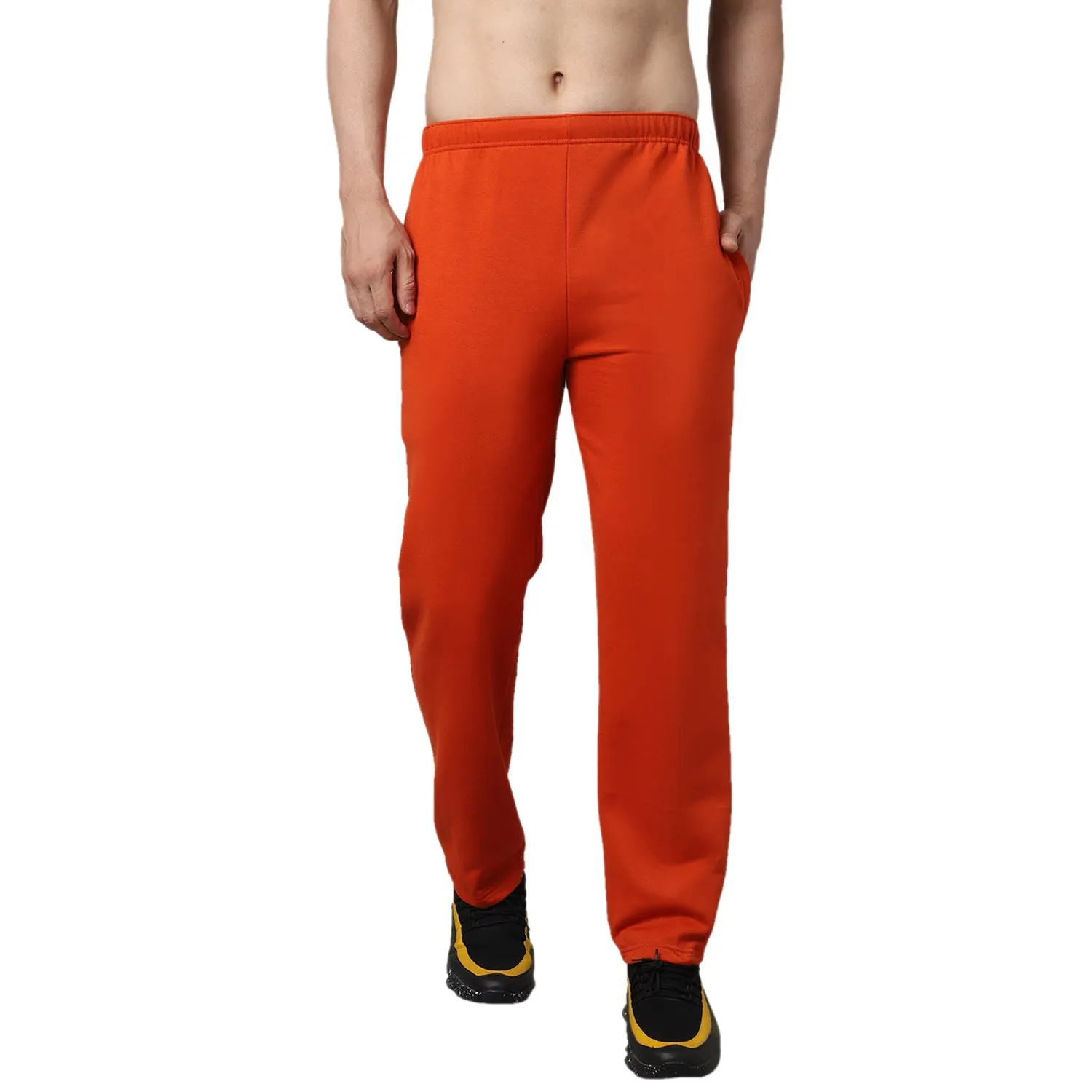 Vimal Jonney Fleece Regular-Fit Rust Cotton Trackpant for Men
