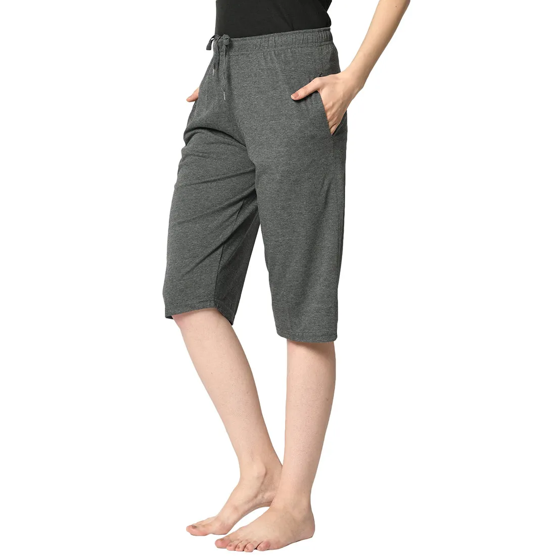 Vimal Jonney Grey 3/4th Capri For Women's