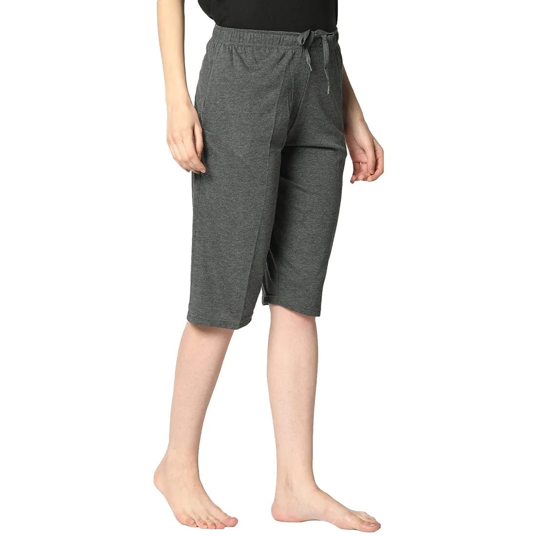 Vimal Jonney Grey 3/4th Capri For Women's