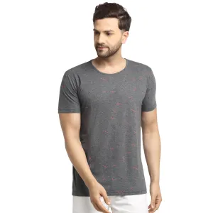 VIMAL JONNEY Men's Grey Printed Round Neck Tshirt
