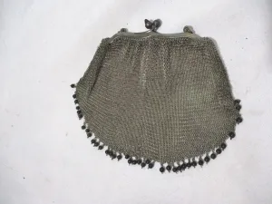 Vintage Antique GERMANY Metal Mesh Evening Bag Clutch Purse SILVER
