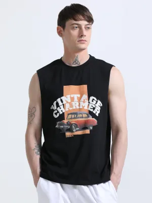 Vintage Charmer Sleeveless T-Shirt - Black