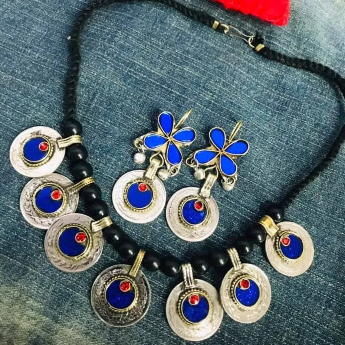 Vintage Coins and Glass Stones Jewelry Set