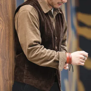 Vintage Corduroy Vests For Men - Casual French Workwear - Hunting Field Waistcoat