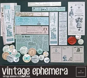 Vintage Ephemera Stickers Pack