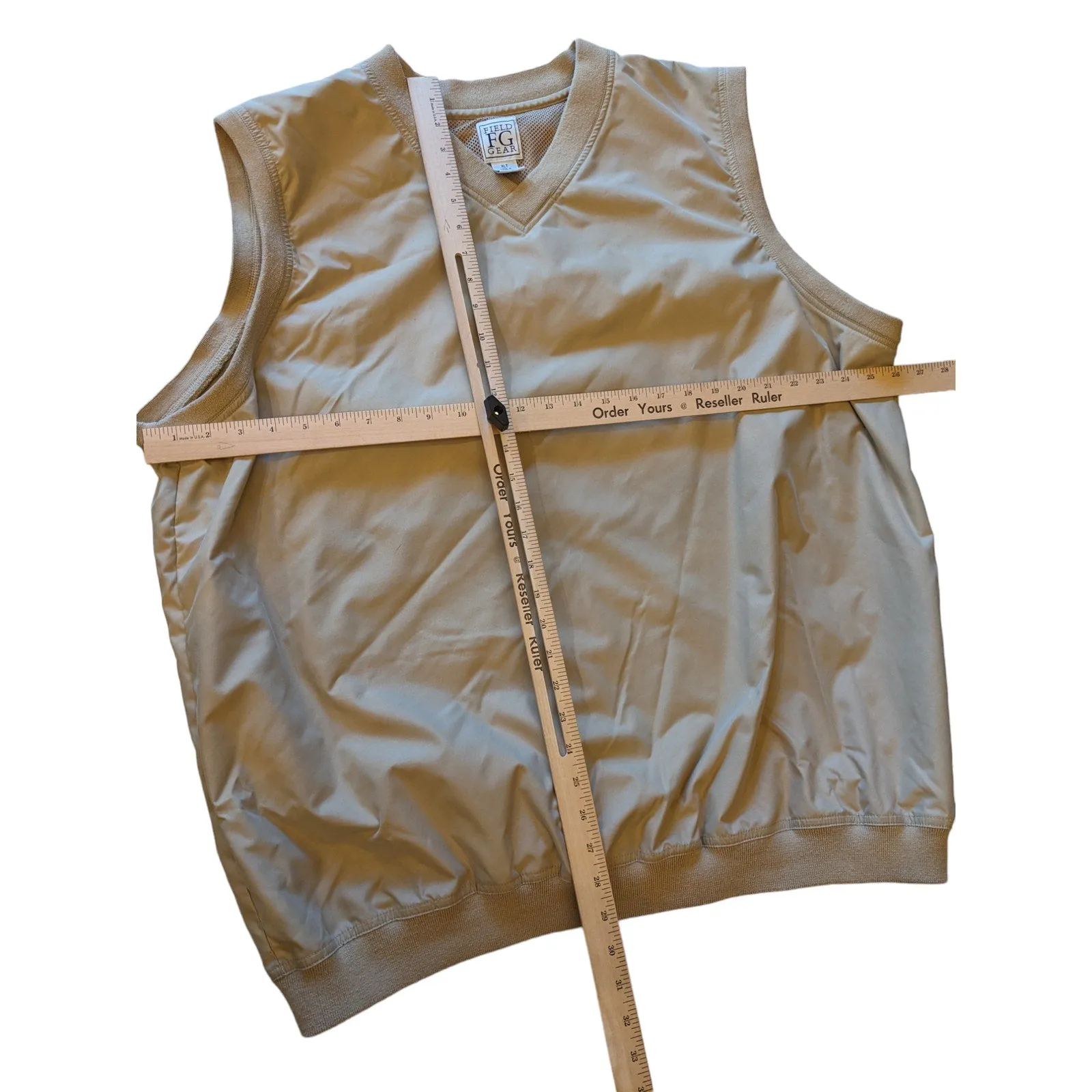 Vintage Field Gear Vest Men XLT Beige Sleeveless Windbreaker Hiking Golf Hunting