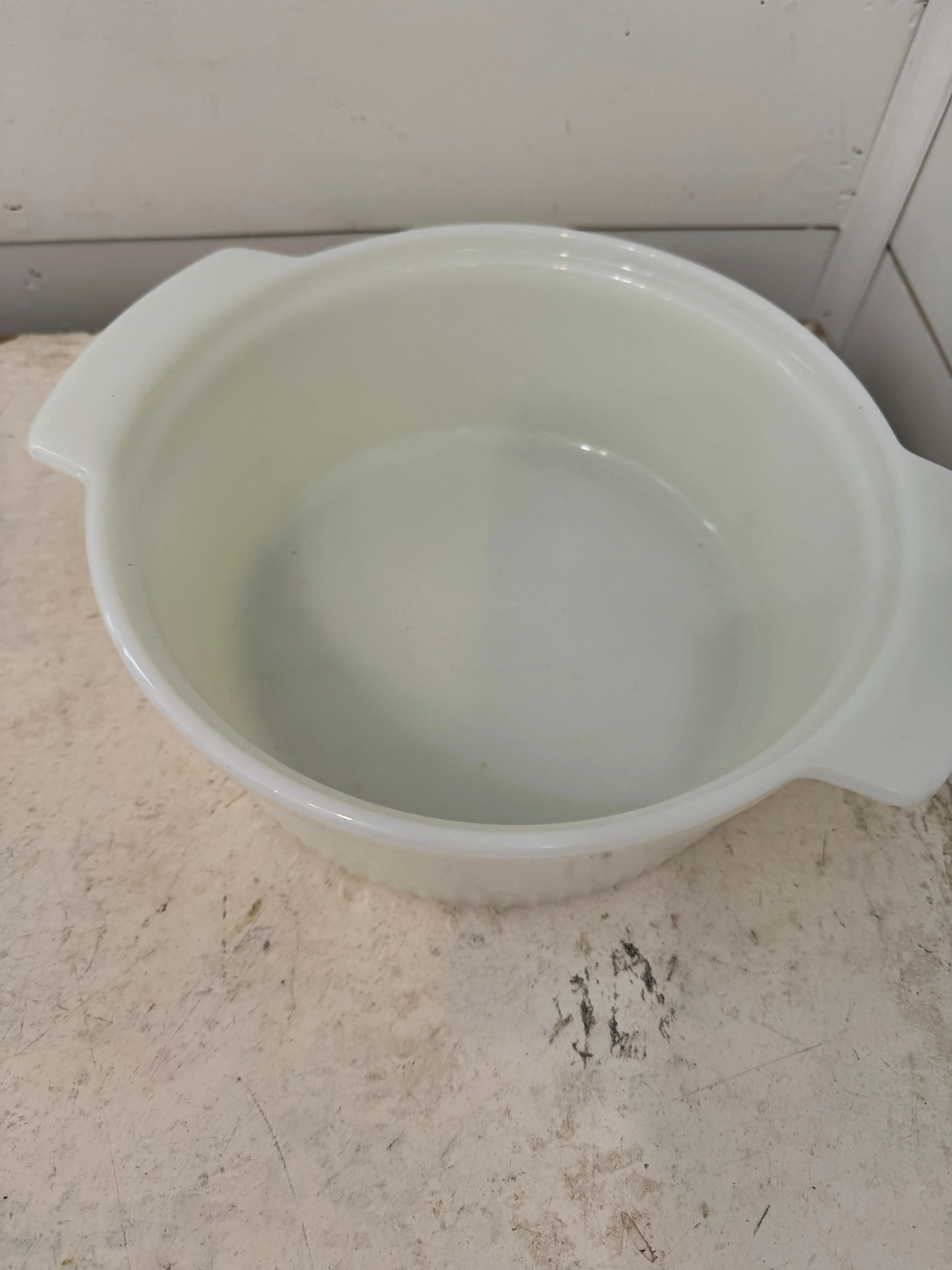 Vintage Fire King White Ribbed Baking Dish with Lid, Anchor Hocking - Sold individually