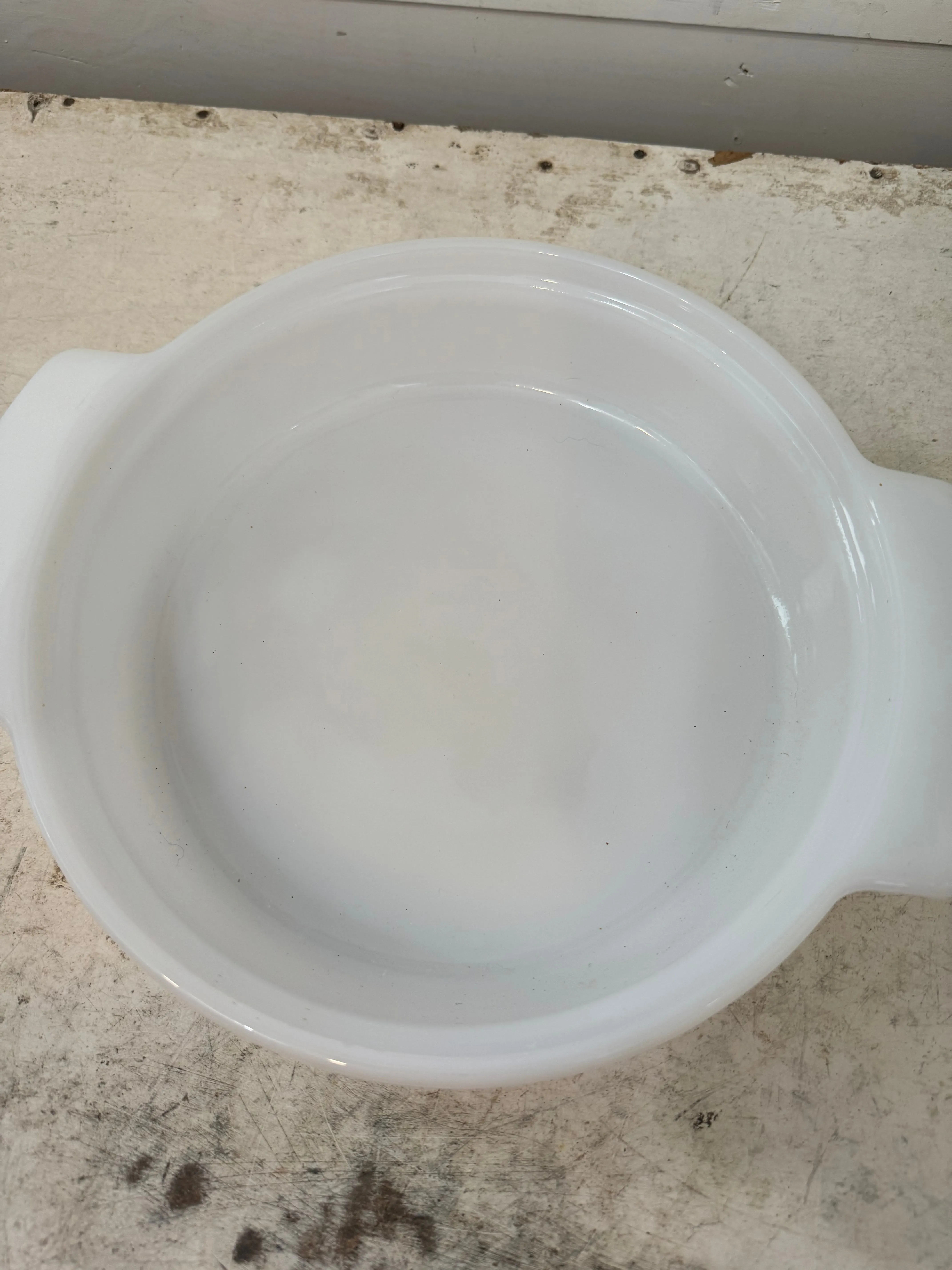 Vintage Fire King White Ribbed Baking Dish with Lid, Anchor Hocking - Sold individually