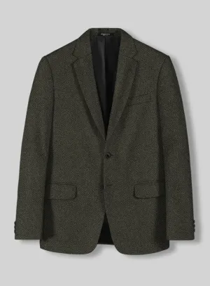 Vintage Flat Green Herringbone Tweed Jacket