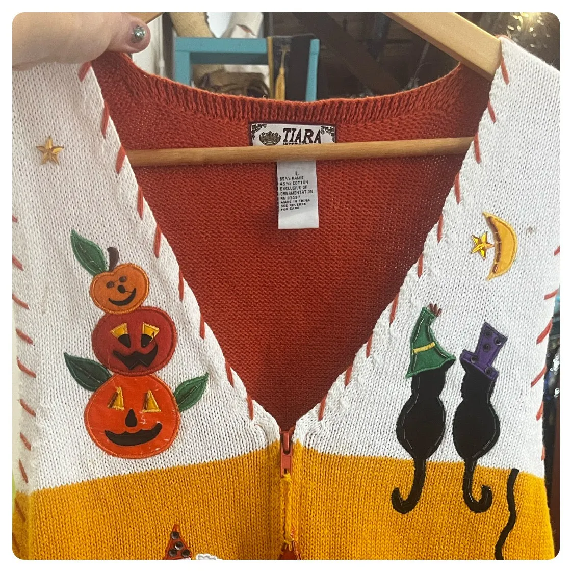 Vintage | Halloween Sweater Vest Tacky Ugly Holiday Sweater | Size L