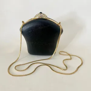 Vintage Inge Christopher embossed snakeskin leather cocktail purse with velvet lining (HT2507)